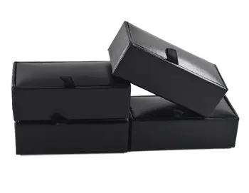 

100pcs/Lot Cufflinks Box Black Cardboard Cuff Links Boxes Velvet Inside 8x4cm Cufflinks Storage Packaging Jewelry Boxes
