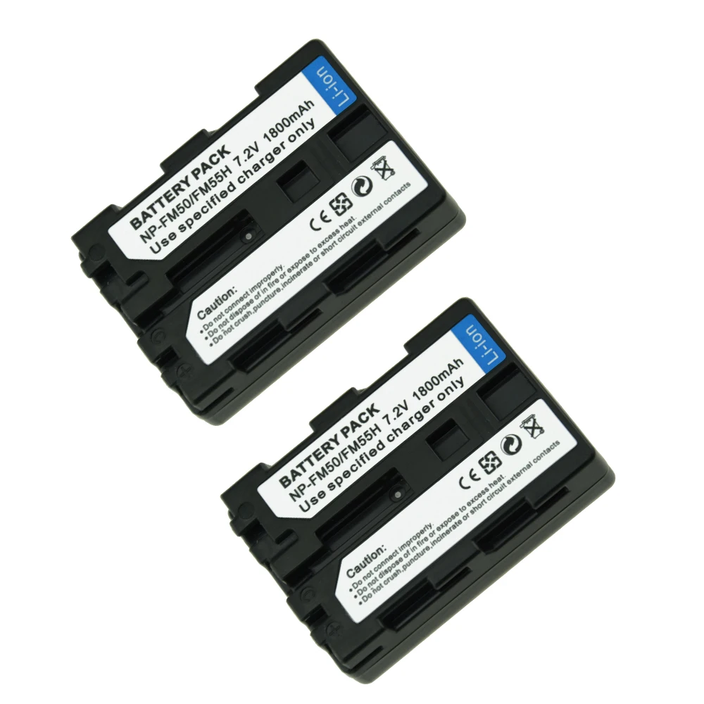 

2 Pcs NP-FM50 Bateria NP FM50 NP-FM55H Rechargeable Camera Batteries for Sony Alpha A100 DSLR-A100 A100K CCD-TRV408 DCR-PC105