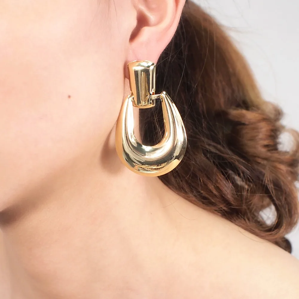 

Smooth surface Metal Drop Dangle Earrings Women Jewelry Big Alloy Geometric Statement Earings Gift Accessories UKMOC