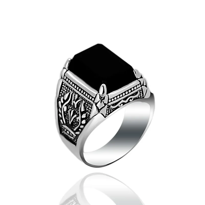 2017 New Fashion Classical Vintage Design 925 silver ring with black