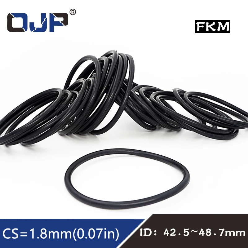 

5PCS/lot Fluorine rubber Ring Black FKM Oring Seal 1.8mm Thickness ID42.5/43.7/45/46.2/48.7mm Rubber O-Ring Seal Oil Ring Gasket