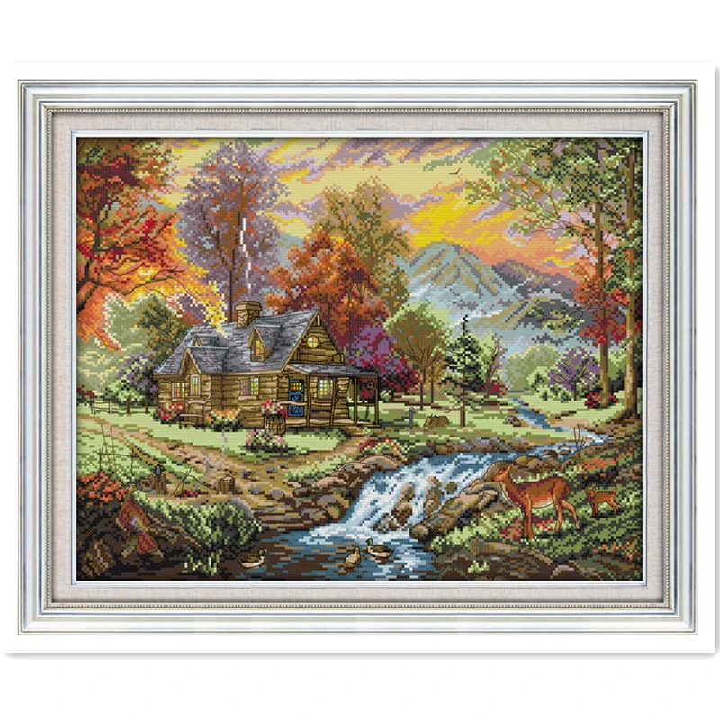 

Holiday Villa Painting Chinese Counted Cross Stitch Pattern DMC Cross Stitch Fabric Home decoration 11CT 14CT Printed On Canvas