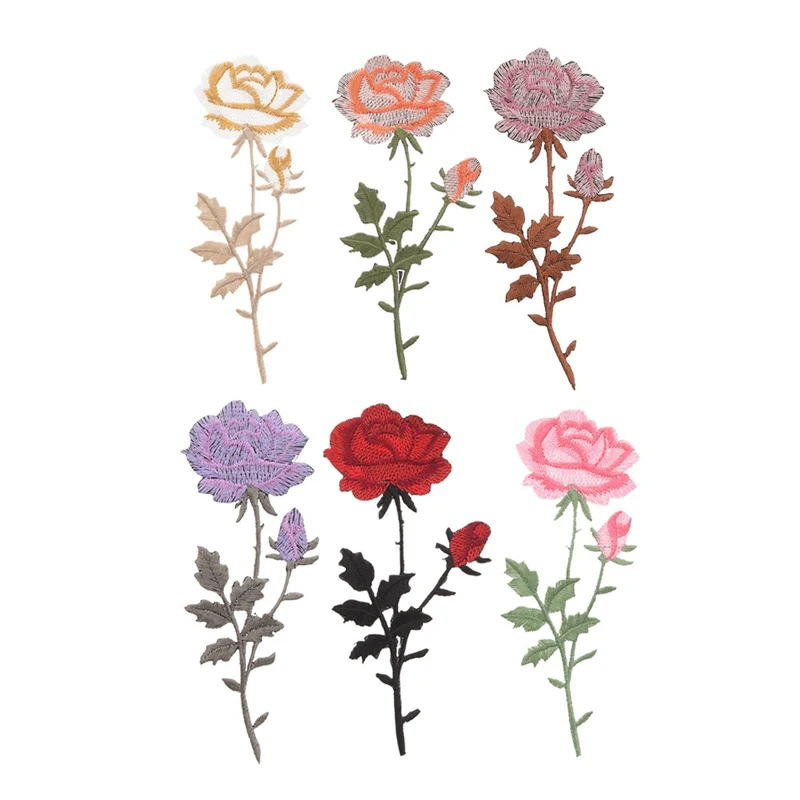 

1Pc DIY 3D Handmade Rose Flowers Embroidery Patch Iron on for Clothes Sewing Applique Crafts Pink/Yellow/Purple/Red/Orange/Brown
