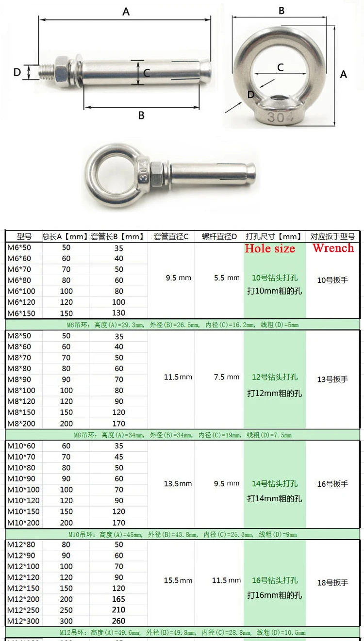 Anchor Bolts With Eye Nuts Sleeve Anchors Expansion Bolt Stainless