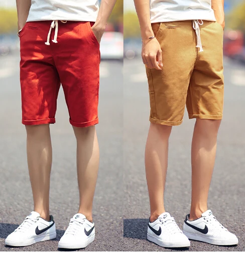 Шорты мужские летние модные однотонные мужские хлопковые шорты в повседневном стиле тонкие бермуды Masculina пляжные шорты классические шорты до колена
