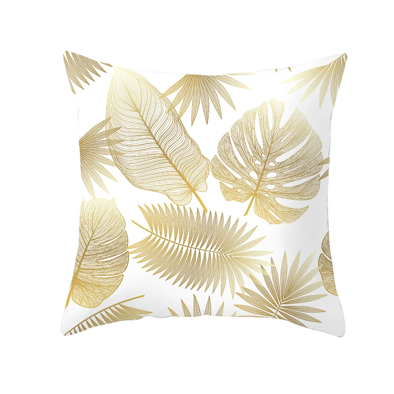 Fuwatacchi, золотые цветы, подушка с принтами листьев, накидка клевера, наволочка для дома, дивана, декоративные подушки для стульев 45*45 см - Цвет: PC10110