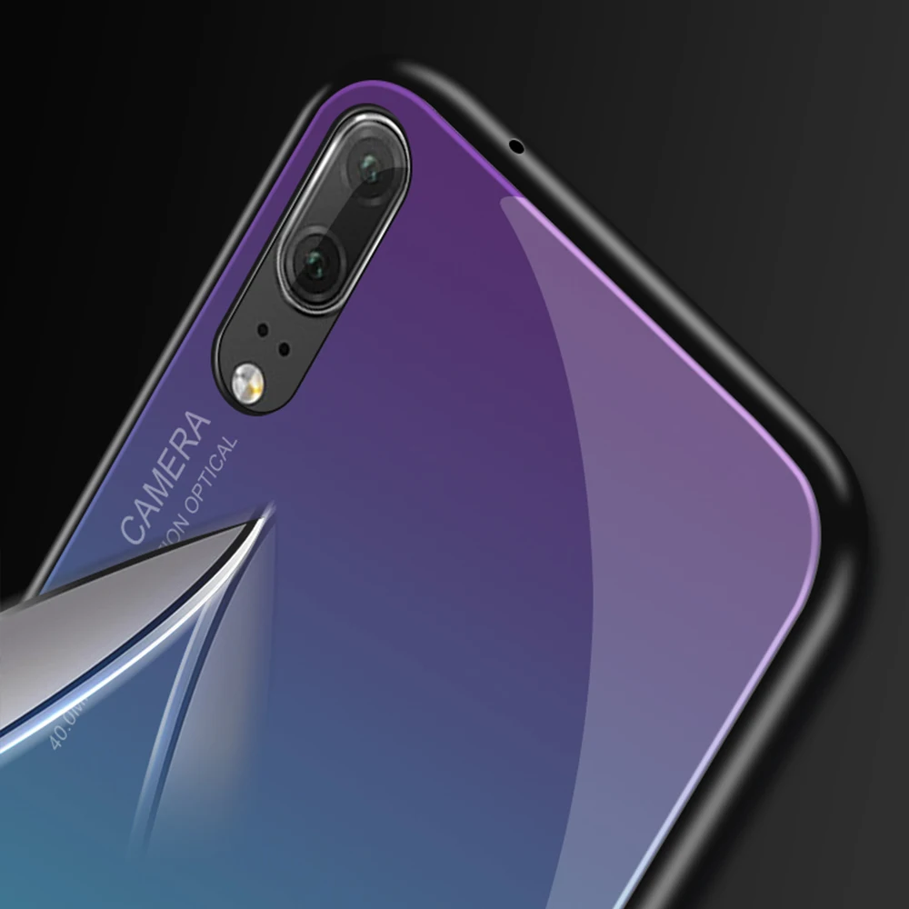 Стеклянный чехол с градиентом для huawei P20 lite Pro P smart Nova 3 3i 3e Mate 20 Honor note 10 9 8 мягкий