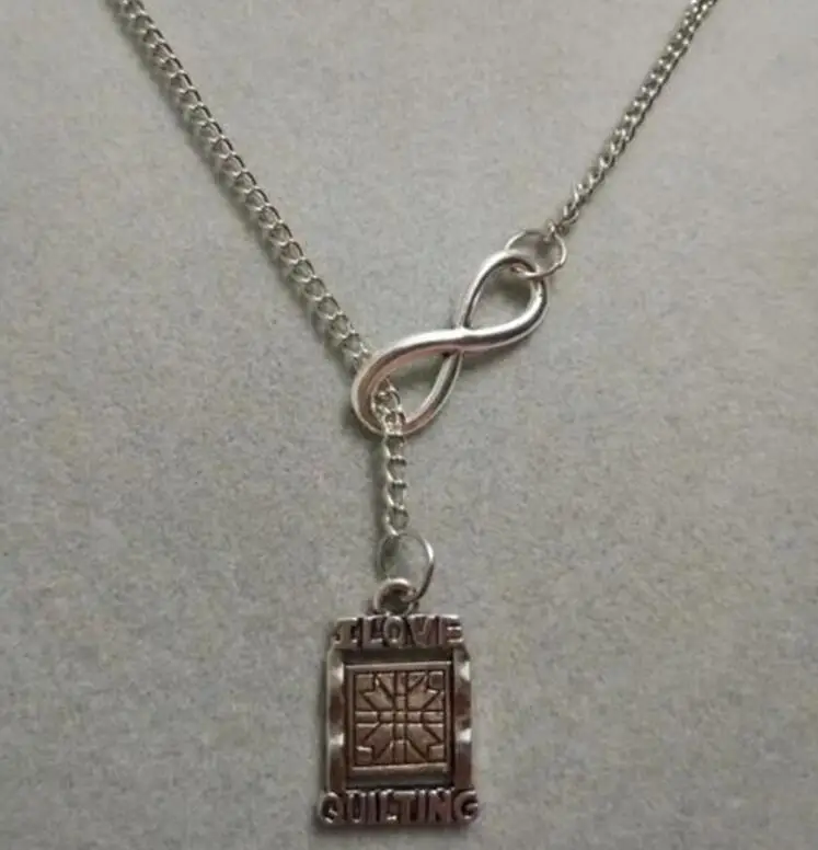 I Love Quilting & Infinity Charms Подвески амулет цепочка ожерелье 50 см Мода Винтаж lucky 8