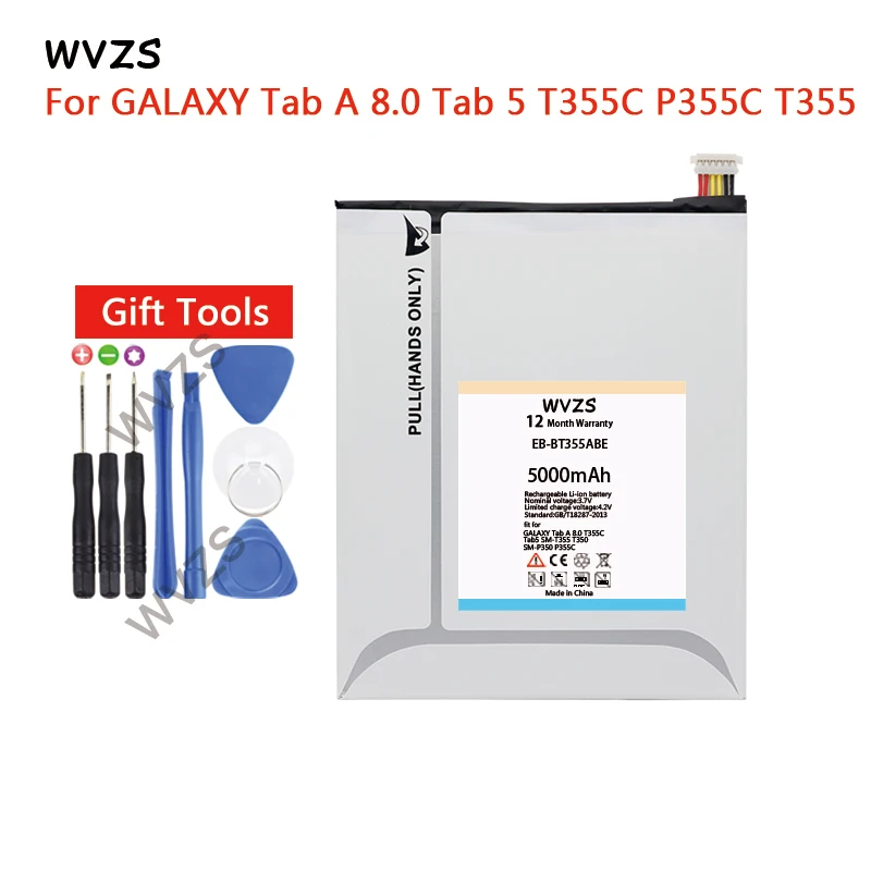 

wvzs 5000mAh Battery EB-BT355ABE For Samsung Galaxy Tab A 8.0 T355C GALAXY Tab5 SM-T355 SM-T350 SM-P350 P355C SM-P355M T355