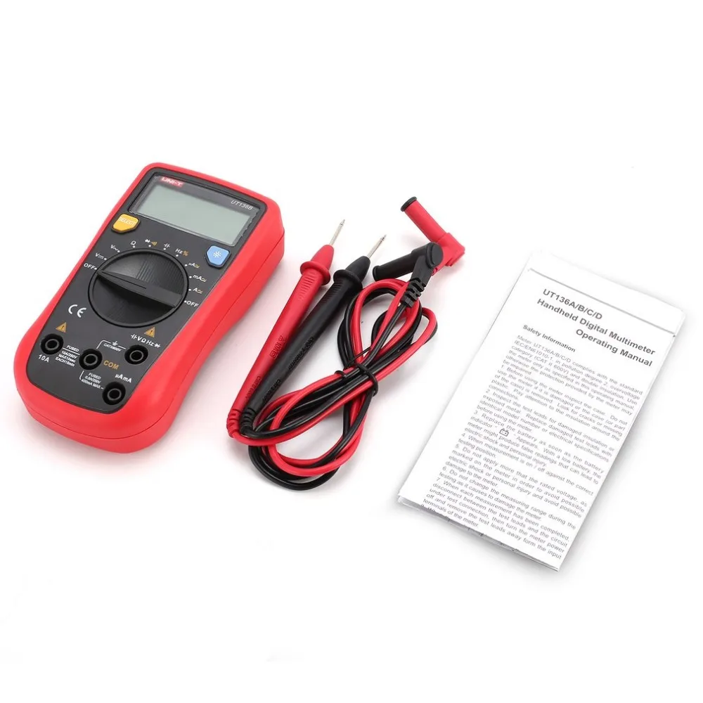 

UNI-T UT136B Mini Digital Multimeter 4000 Counts Auto/Manual Range AC/DC Volt Amp Ohm Capacitance Frequency Continuity Tester