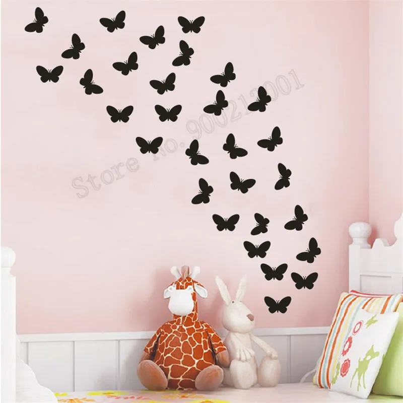 غرفة الديكور الأطفال الجدار ملصق مجموعة من 42 أجزاء جميلة الفراشات المشارك الفينيل للازالة جدارية الاطفال الطفل ديكور LY518