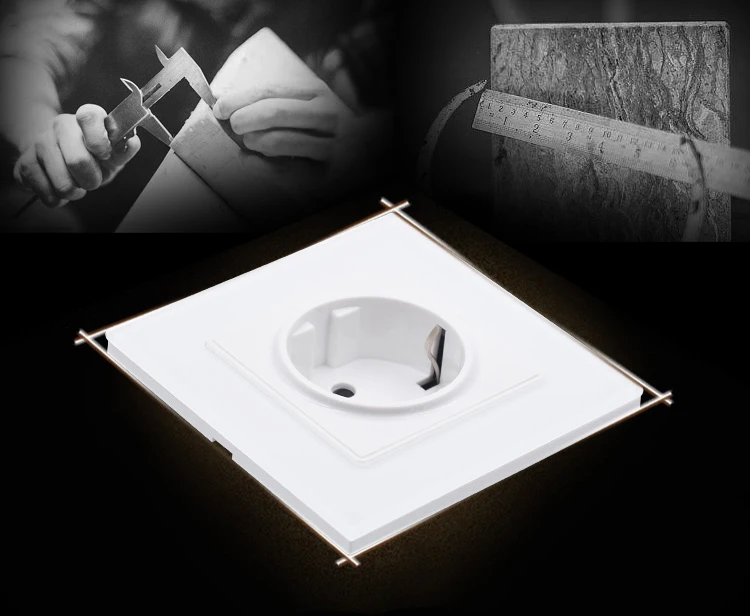 switch home EU Standard Wall Power Socket 16A Outlet White Crystal Glass Panel AC 110~250V 16A black gold 3 color (4)