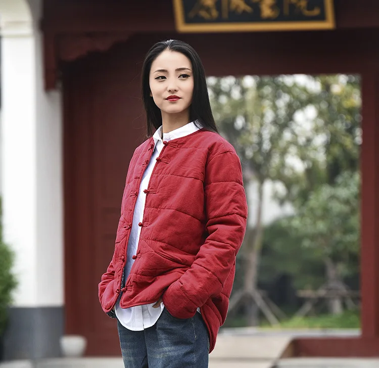 Hisenky китайские традиционные парки женские зимние хлопковые льняные куртки Enthnic ВИНТАЖНЫЕ пальто с хлопковой подкладкой верхняя одежда стеганая куртка