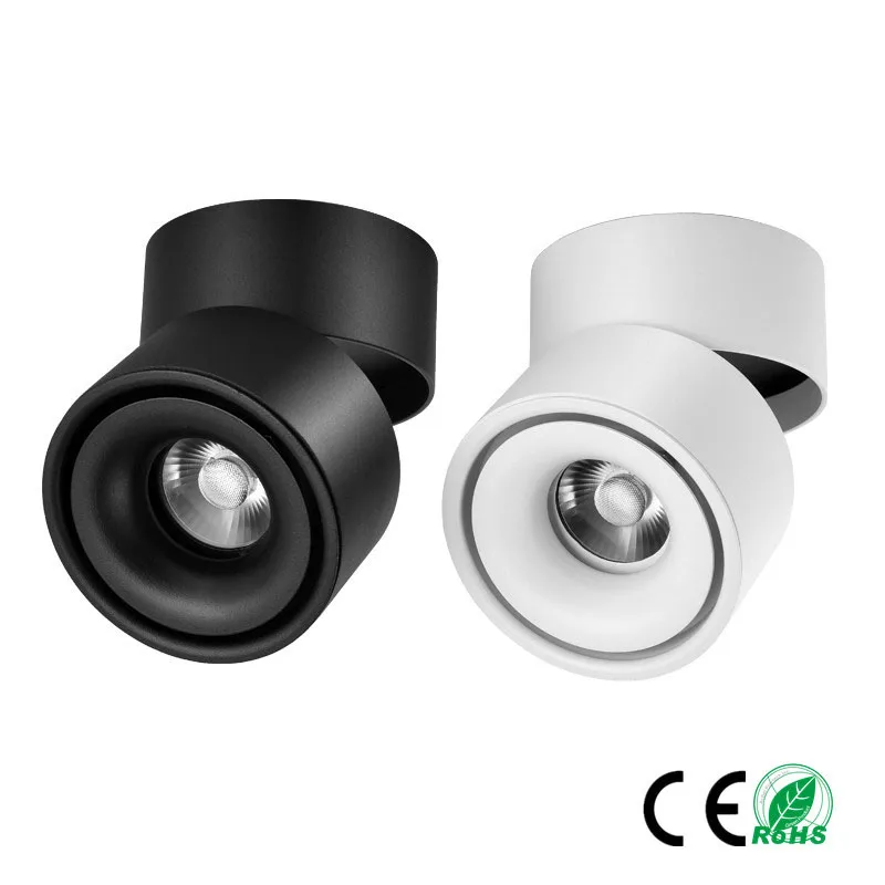 

AC 85-265V Dimmable 5W/7W/10W/12W LED surface mounted ceiling lamp ,Foldable and 360 degree rotatable COB background spot light