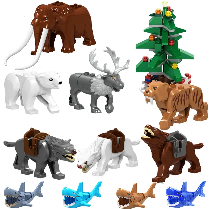 

Single Sale enlighten Lord of the Wolf Shark crocodile christmas tree Elk Polar bear Elephant Bricks Building Blocks Bricks Toys
