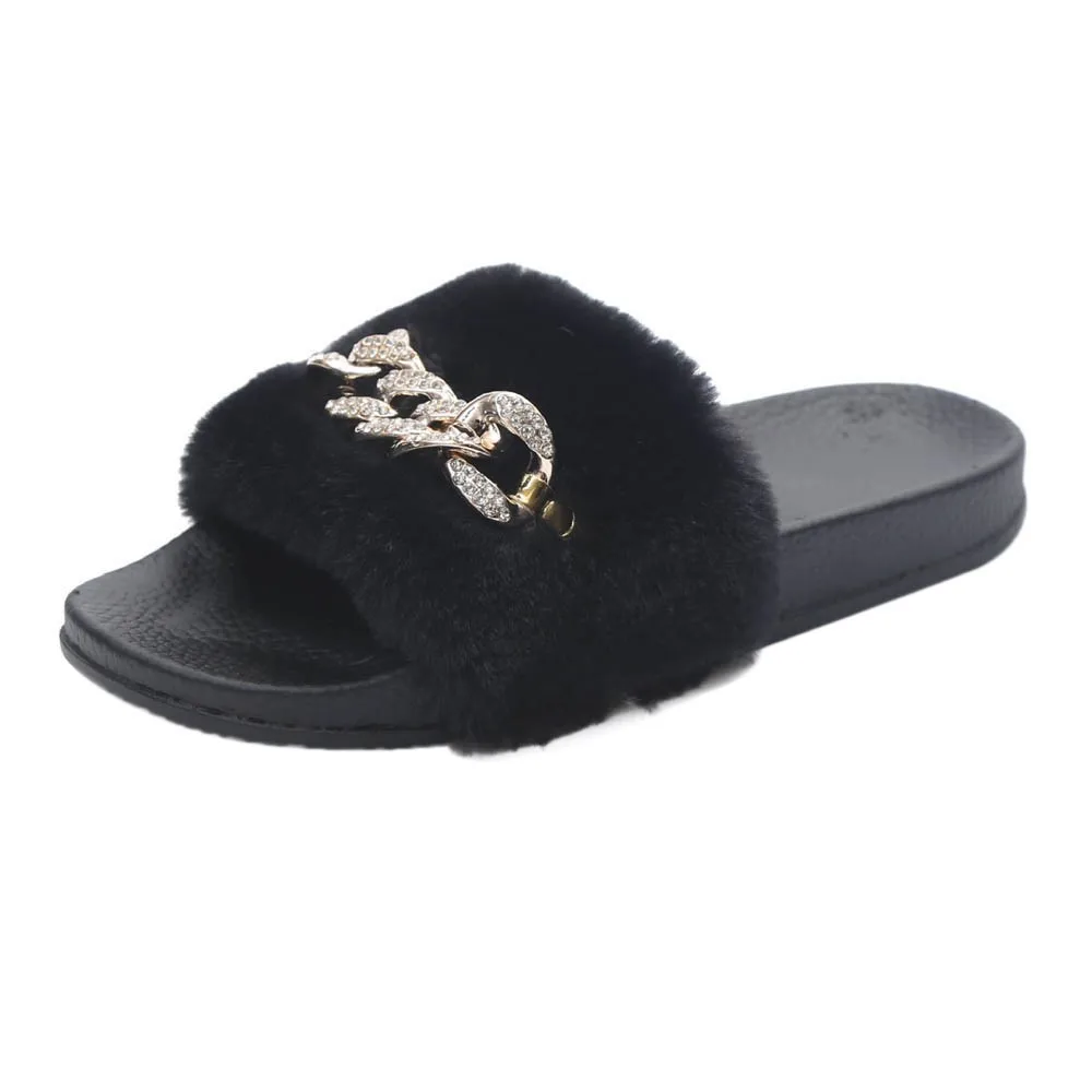 

Womens Summer Slides Fashion Women new Arrivals slipper Soft Slip Sliders Fluffy Faux Fur Flat Slipper Flip Flop slipper #89