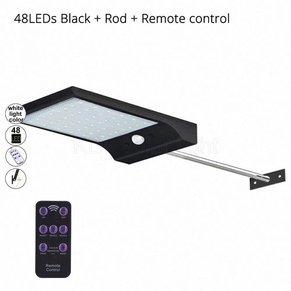 

48 LED 800 LM Outdoor LED Solar Power Street Wall Lamp PIR Motion Sensor Garden Security Lamp Waterproof remote control garage w