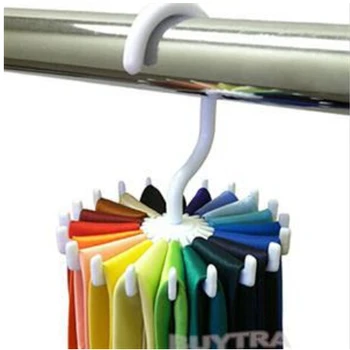 

ZLinKJ 1 Pcs Adjustable Rotating Tie Rack Tie Hanger Holds 20 Neck Ties Tie Organizer White Robe Hooks