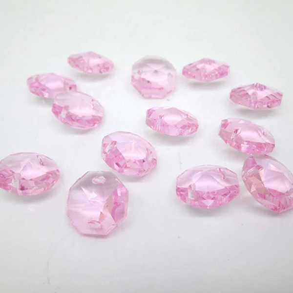 200PCS 14mm Crystal Octagon Beads K9 Crystal 2 Holes Diy Wedding& Home Decoration Crystal Chandelier Lighting Parts - Цвет: pink