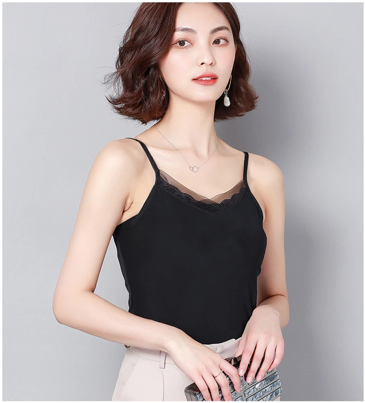 summer tops for women Black Letter Arrow Loose camis Lace Sexy Top Fashion Sling Tops fashion sexy tank top streetwear