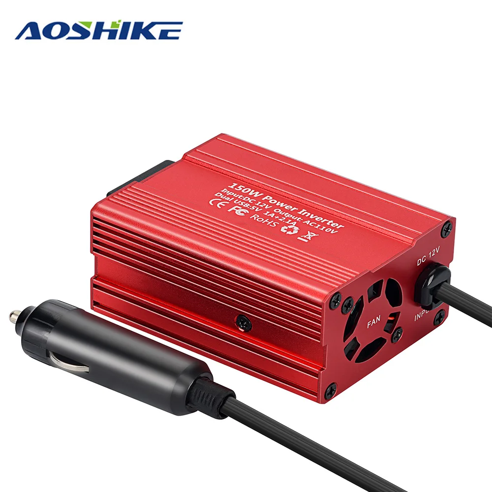 

AOSHIKE Car Inverter 12V 220V 110V 150W 3.1A Voltage Inverter Adapter Converter Charger Auto Socket Dual USB Cigarette Lighter