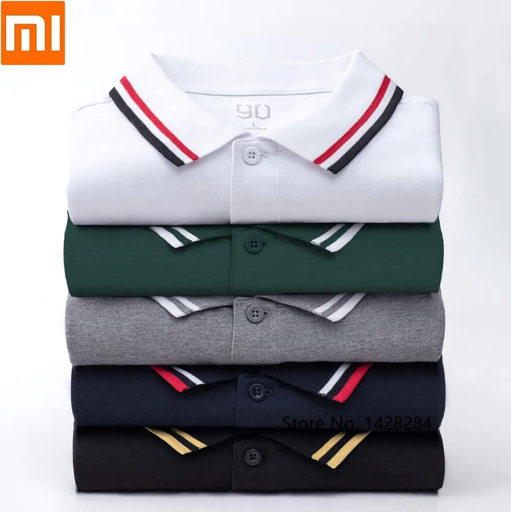 

Xiaomi 90 points classic Fashion lapel for shirt Cool and silky Patchwork rib Men Short Sleeve High Quantity Polo male
