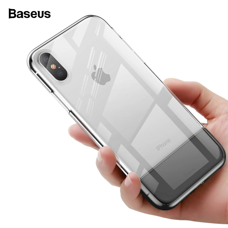 Baseus mitad estuche transparente para iPhone Xs Max Coque de silicona suave duro PC híbrido cubierta protectora para iPhone Xs Xr xsmax Fundas