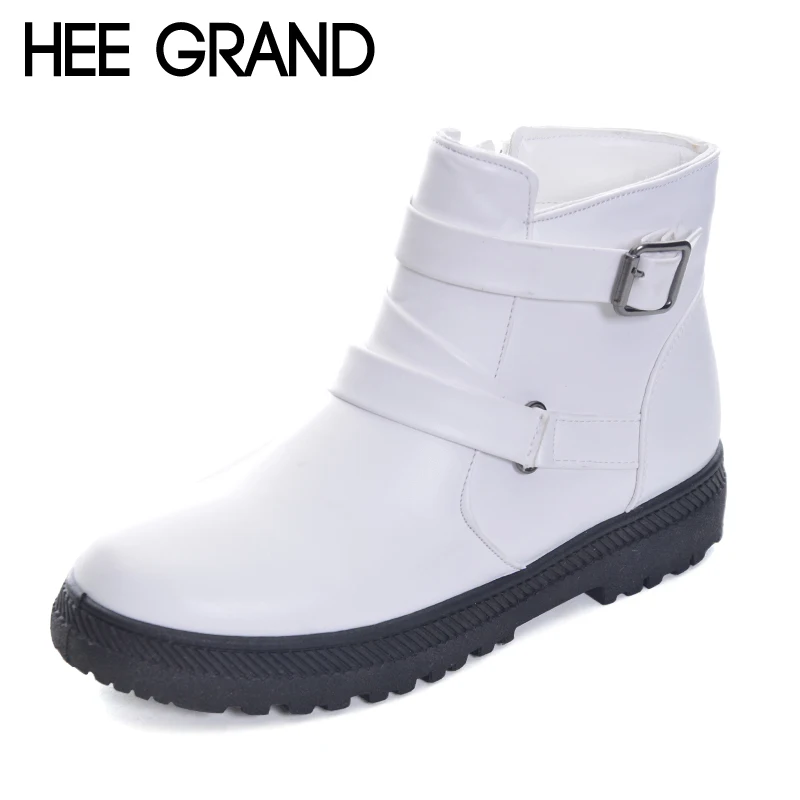 HEE GRAND/женские зимние ботинки на низком каблуке с пряжкой и ремешком Модные