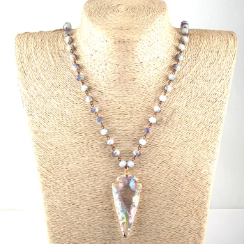 

Free Shipping Fashion Bohemian Jewelry Glass Crystal Rosary Chain Crystal Arrowhead Pendant Necklaces