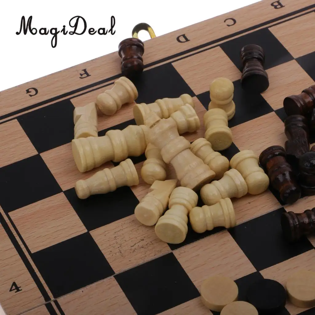 MagiDeal 3 в 1 деревянная складная шахматная доска набор шашек нарды игра игрушка S/M/L для смешной семьи друг игры подарки коллекция