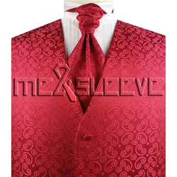 Бесплатная доставка низкая цена Красный смокинг Smart Повседневный жилет (жилет + ascot галстук + запонки + платок)