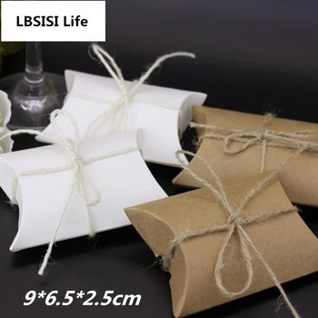 

LBSISI Life 100pcs Gift Candy Box White Craft Pillow Shape Wedding Gift Box Party Candy Boxes Candy Bags Party Favor Supplies