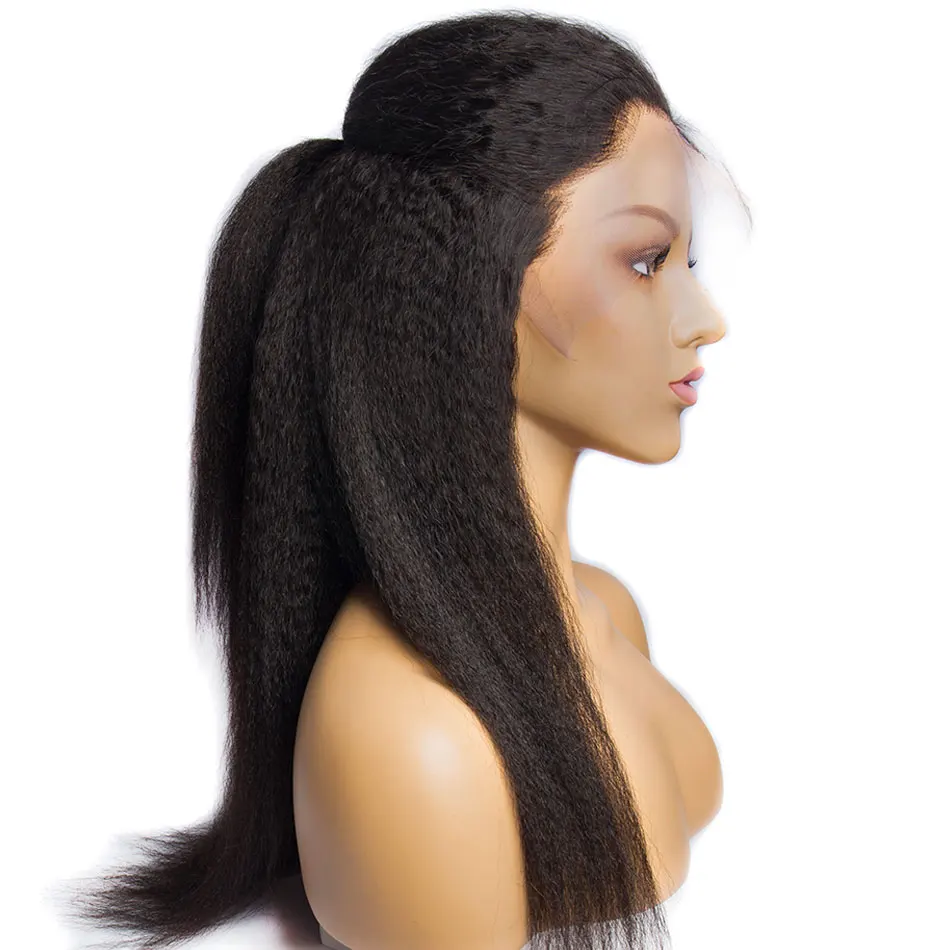 ALIBELE яки кудрявые прямые парики перуанские Remy(Реми человеческие волосы 13x4 предварительно вырезанные Синтетические волосы на кружеве человеческих волос парики для чернокожих Для женщин 150