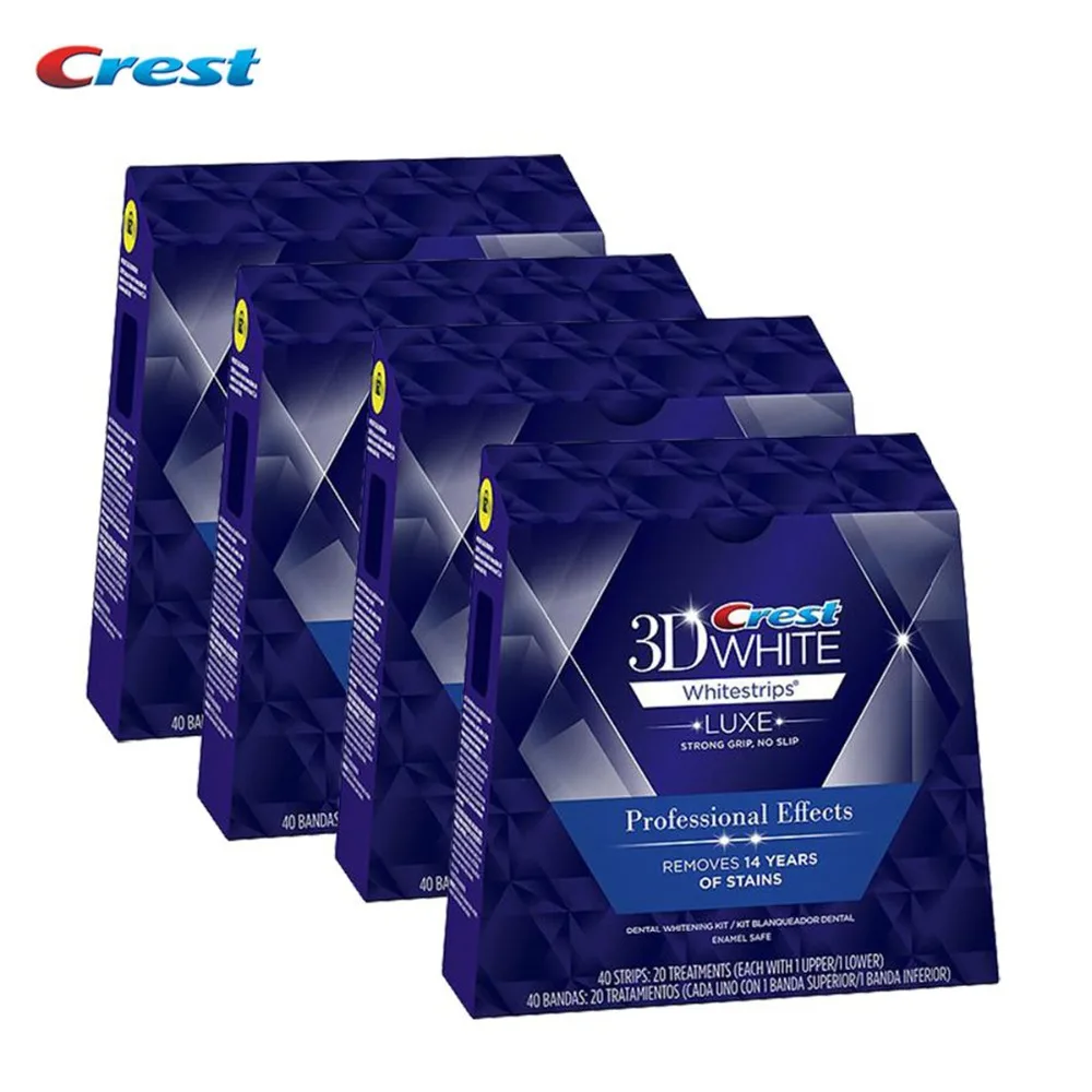 

4 Box /160 Strips 80 Pouches Original Crest 3D White LUXE Professional Effects dental oral hygiene teeth whitening