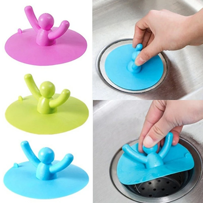 

1pcs Rubber small person Silicone Filter Water Stopper Drain Catcher Bathtub Plug Bathroom Kitchen Basin