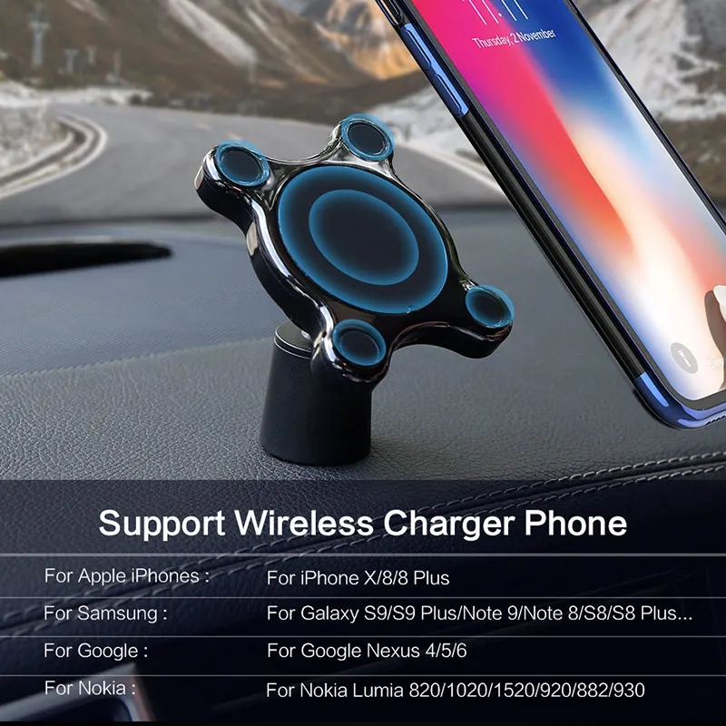 Powstro Автомобильный держатель для телефона автомобильное зарядное устройство автомобильное крепление Qi стандартная беспроводная зарядка Автомобильный держатель для телефона samsung Galaxy для IPhone