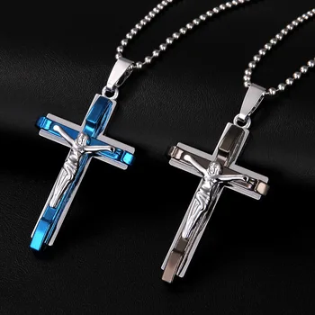 

Jesus Men's Cross Necklace Stainless Steel Jewelry christmas jesus