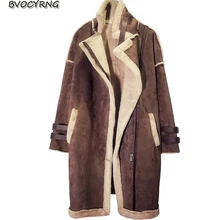 Новое корейское зимнее толстое Женское пальто из овечьей шерсти Высококачественная длинная теплая парка из оленьей кожи для девочек Женская верхняя одежда для отдыха больших размеров A0104