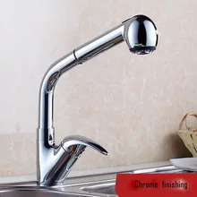 Torneira Cozinha. полированная хромированная Живопись Латунь два стиля воды 360 градусов и выдвижной кухонный кран. смеситель для раковины