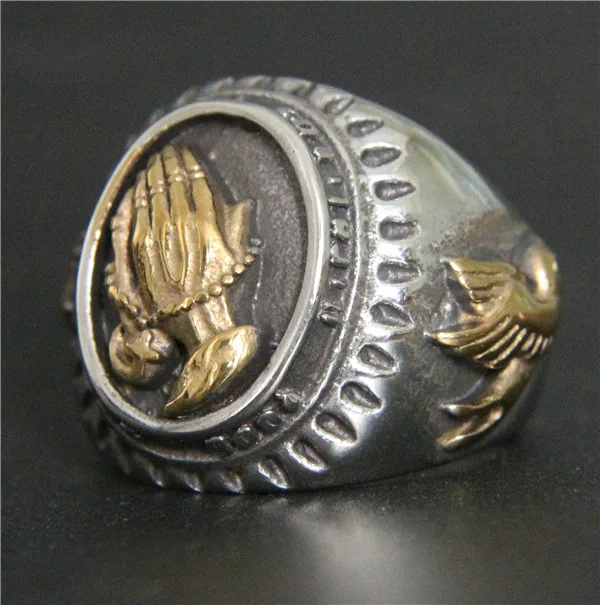 Крутое Стильное кольцо с короной из нержавеющей стали, мужское серебряное Золотое модное байкерское Стильное кольцо с летающими голубями - Цвет основного камня: Золотой