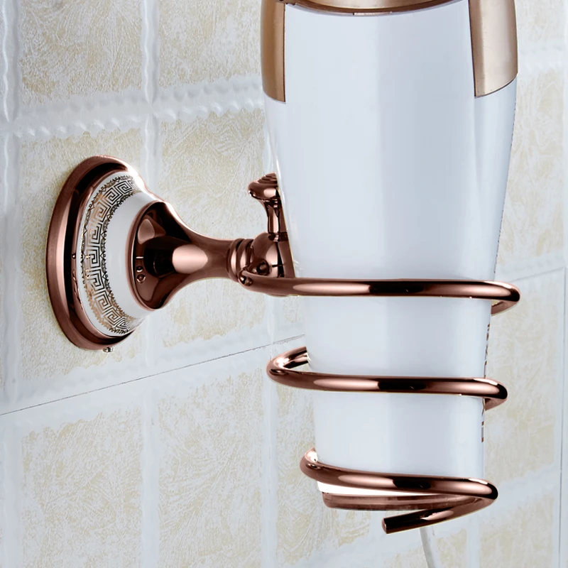 Toilet Hair Dryer Holder Gold with Hook European Style Brass Ceramic Wall Mounted Hair Dryer Rack Bathroom Shelf Save Space Toilet Hair Dryer Holder Gold with Hook European Style Brass Ceramic Wall Mounted Hair Dryer Rack Bathroom Shelf Save Space