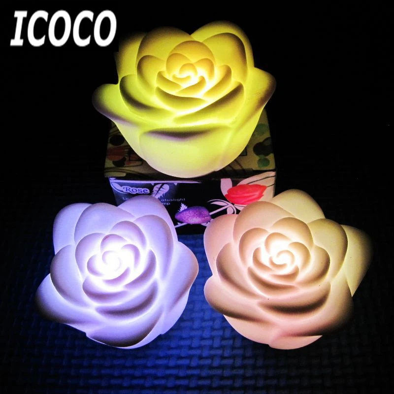 Us 1 34 16 Off Icoco 1pcs Romantic Rose Flower 7 Colors Changing Led Night Light Candle Light Home Bedroom Party Wedding Festival Decoration In Led
