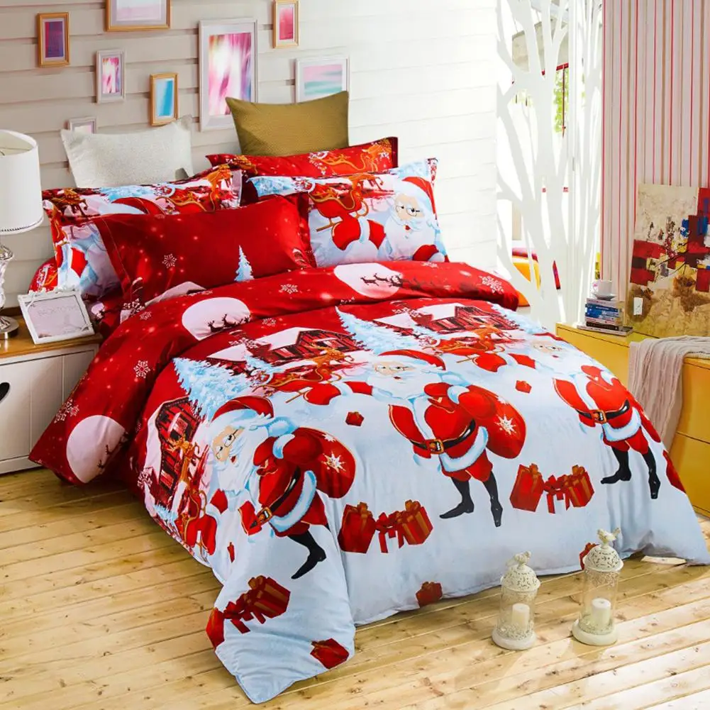 

Santa Claus Twin Queen King Bed Quilt Duvet Cover Pillow Case Home Bedroom Bedding Set