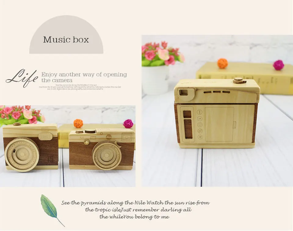 Wooden Clockwork Music Box Camera Module Christmas Ornaments Mechanism Castle In The SkySwan Lake Music Box Creative Gift Ideas(10)