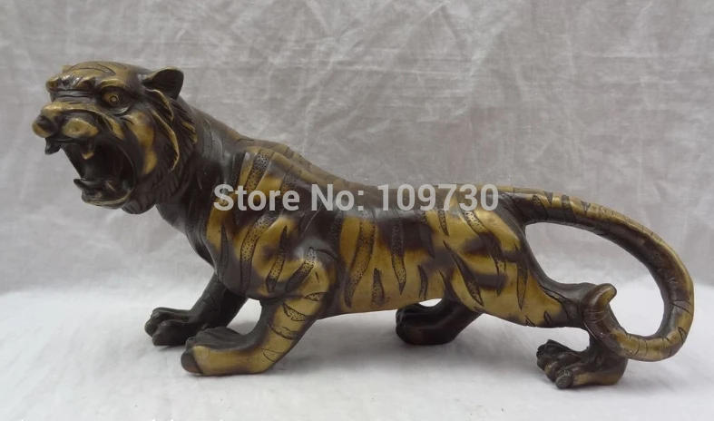 

002514 14" Chinese Bronze Year Zodiac Wealth Fierce Tiger Statue Animals Sculpture