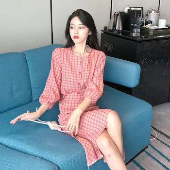 

2 Piece Outfits For Women Summer Vintage Plaid Skirt Sets Femlae Shirts and Skirt Suits Preppy Style Tops Casual Two Pcs Suits