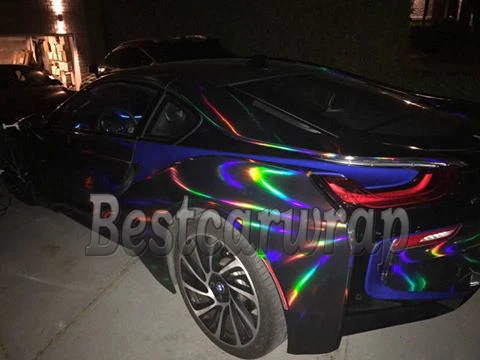 Голографическая черная хромированная виниловая пленка для автомобиля покрытие