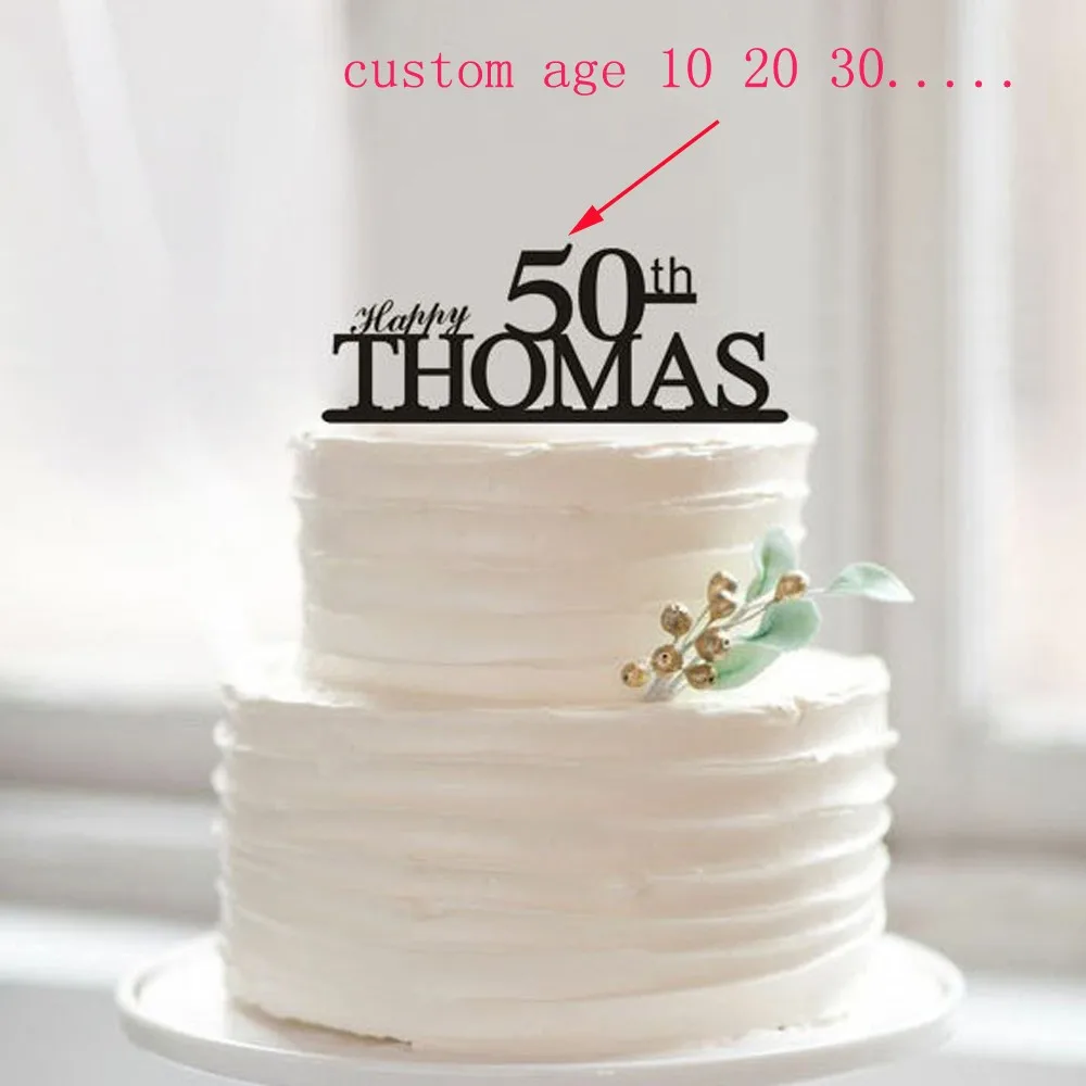 Happy 50th Birthday Cake Topper,50th Anniversary Cake Topper,Custom Name Cake Topper,50th 1 10 18 20 30 40 80 Unique Cake Topper