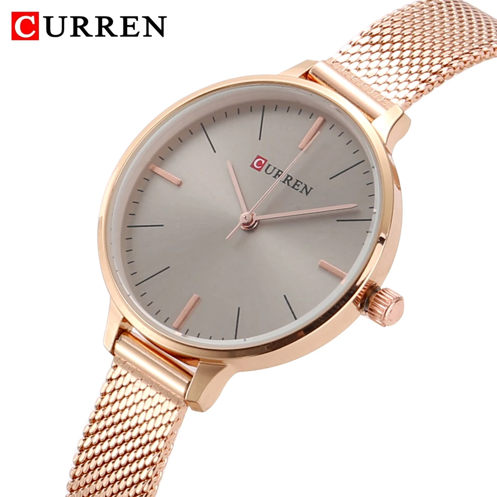 hot fashion quartz watch for women casual ladies watch free shipping waterproof elegant golden steel mesh band (29)