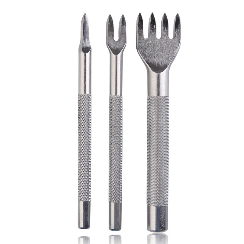 

3PCS Steel Flat Prong Chisel Pro-line Pre Stitching Leather Craft Working Tools Hole Pricking Punch Kit